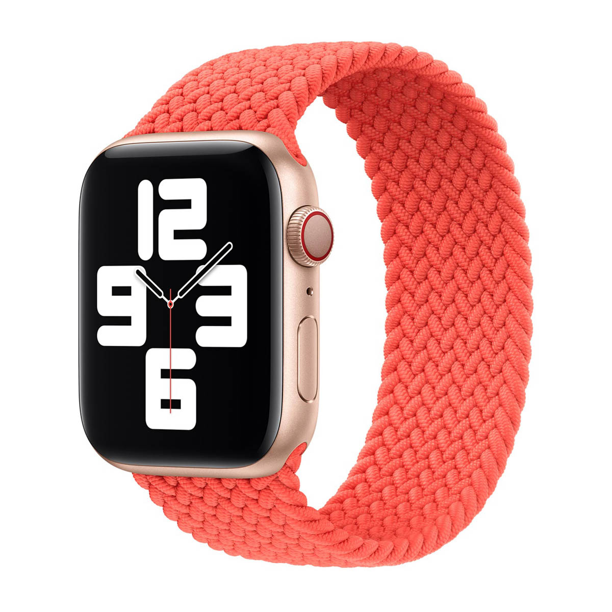 Geflochtenes Solo Loop für Apple Watch | 44/45/46/49 mm - Größe 5 - Electric Orange