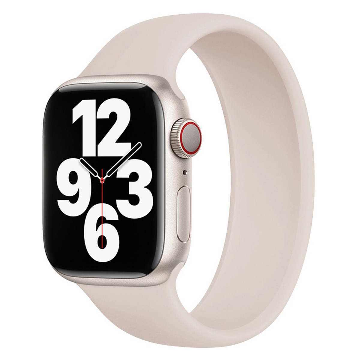 Silikon Solo Loop für Apple Watch | 44/45/46/49 mm – Größe 3 – Starlight