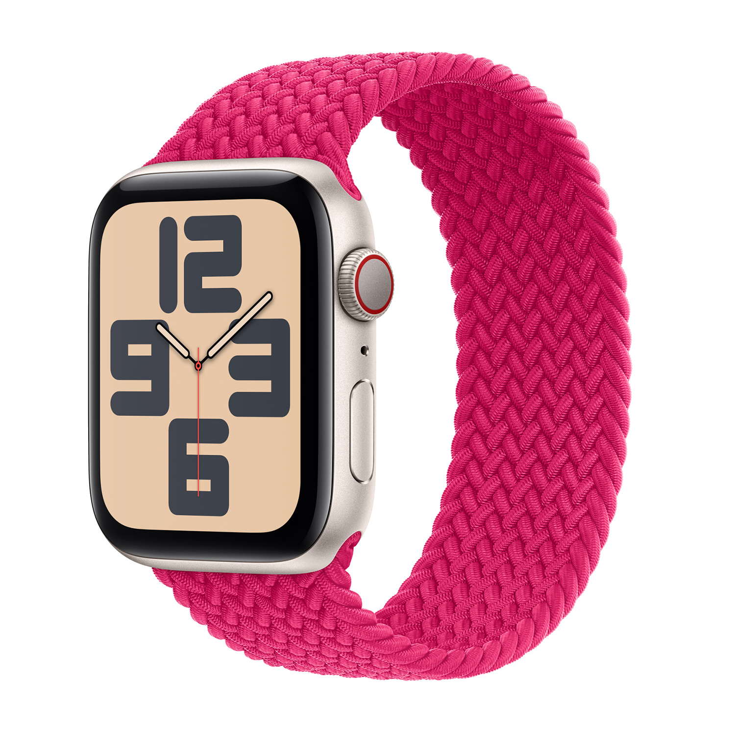 Geflochtenes Solo Loop für Apple Watch | 44/45/46/49 mm - Größe 12 - Raspberry