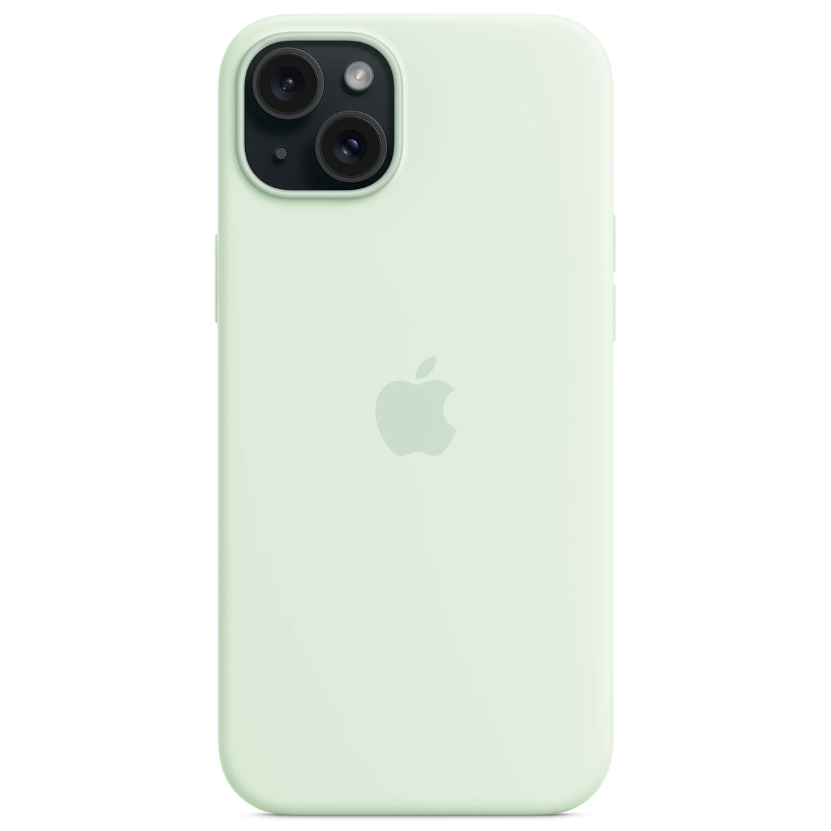 Silicon Case MagSafe Backcover iPhone 15 Plus Blassmint Induktives Laden Stoßfest