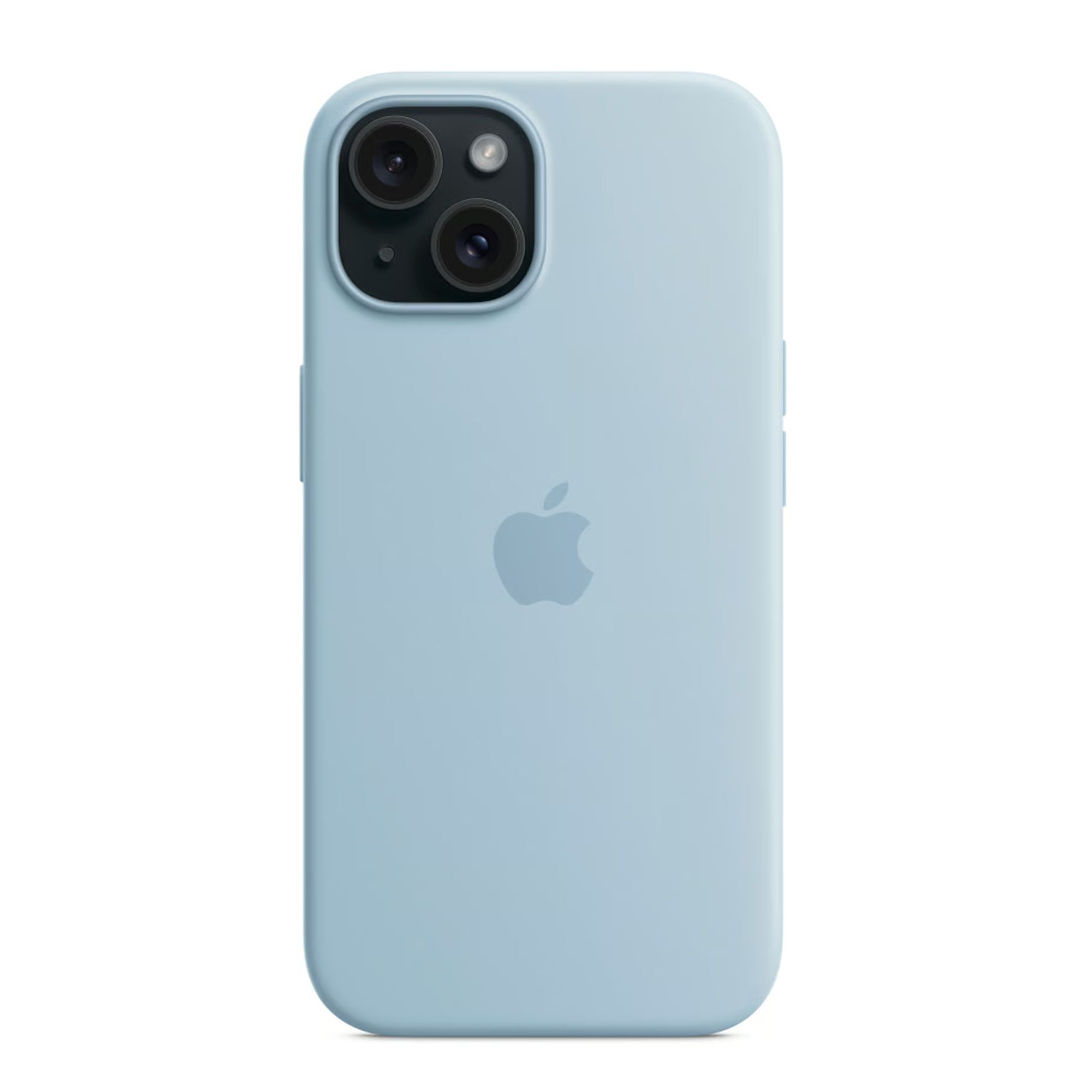 Silicon Case MagSafe Backcover iPhone 15 Plus Hellblau Induktives Laden Stoßfest