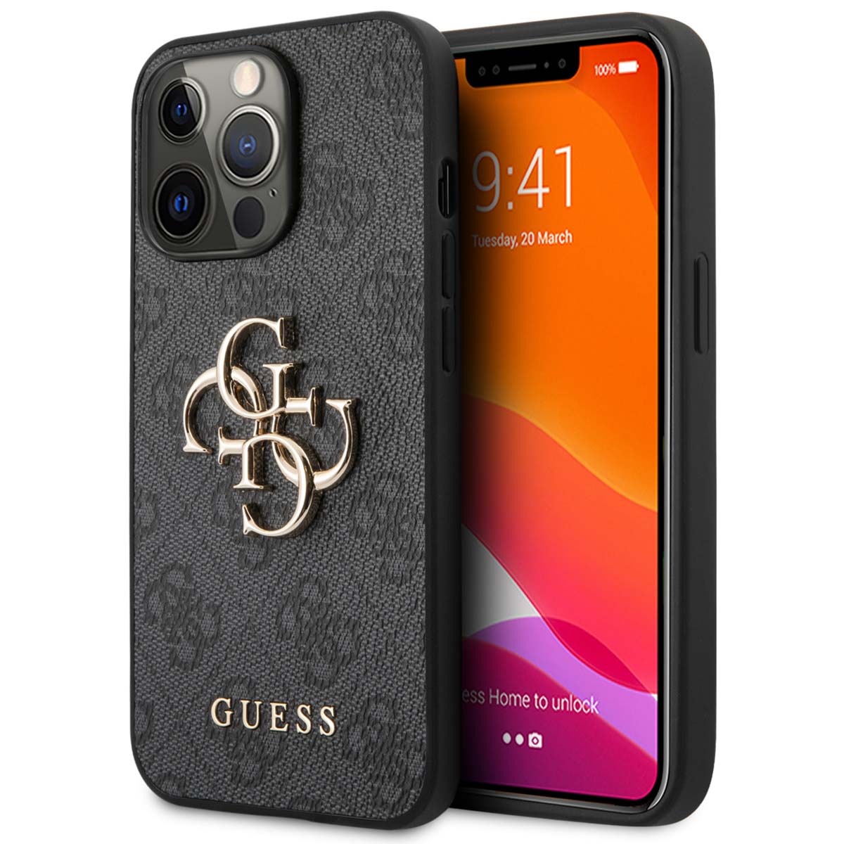 Guess 4G Metal Logo Back Cover für das Apple iPhone 13 Pro Max - Grau