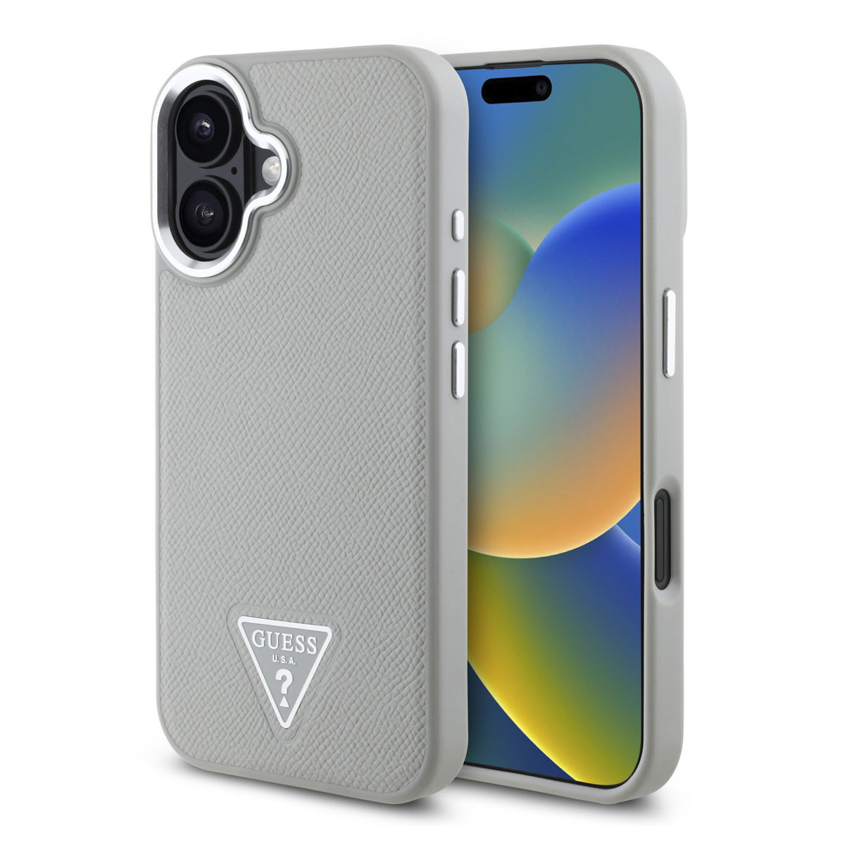 Guess Grained Triangle Case MagSafe für das Apple iPhone 16 - Beige
