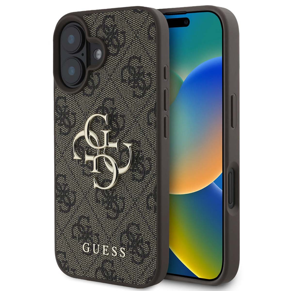 Guess 4G Metal Logo Back Cover für das Apple iPhone 16 - Braun