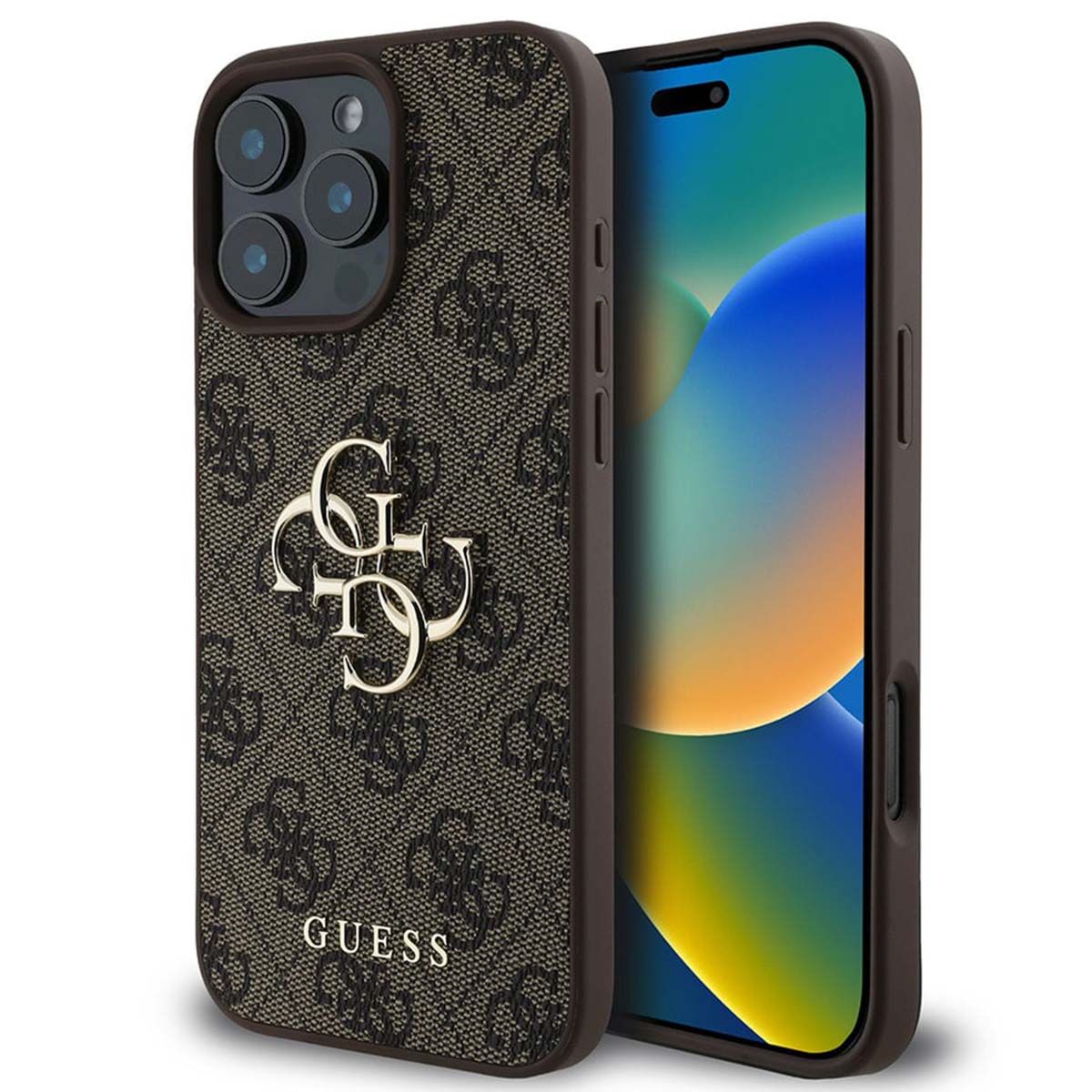 Guess 4G Metal Logo Back Cover für das Apple iPhone 16 Pro - Braun