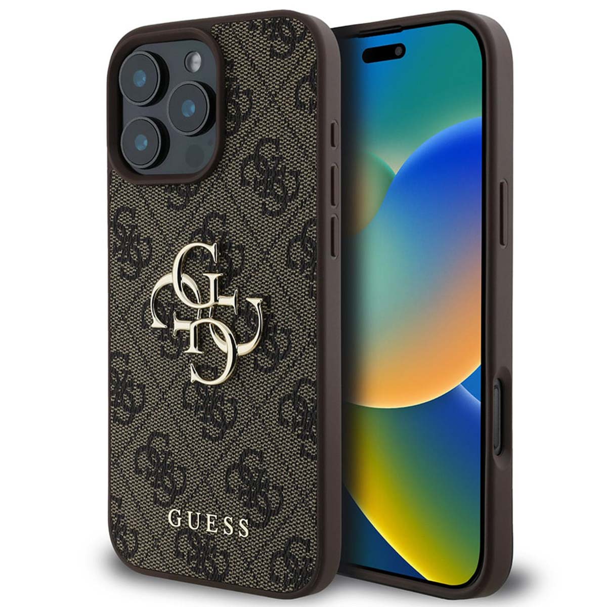 Guess 4G Metal Logo Back Cover für das Apple iPhone 16 Pro Max - Braun