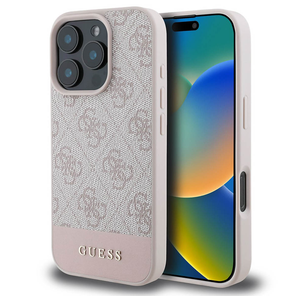 Guess Bottom Stripe 4G Back Cover für das Apple iPhone 16 Pro - Rosa