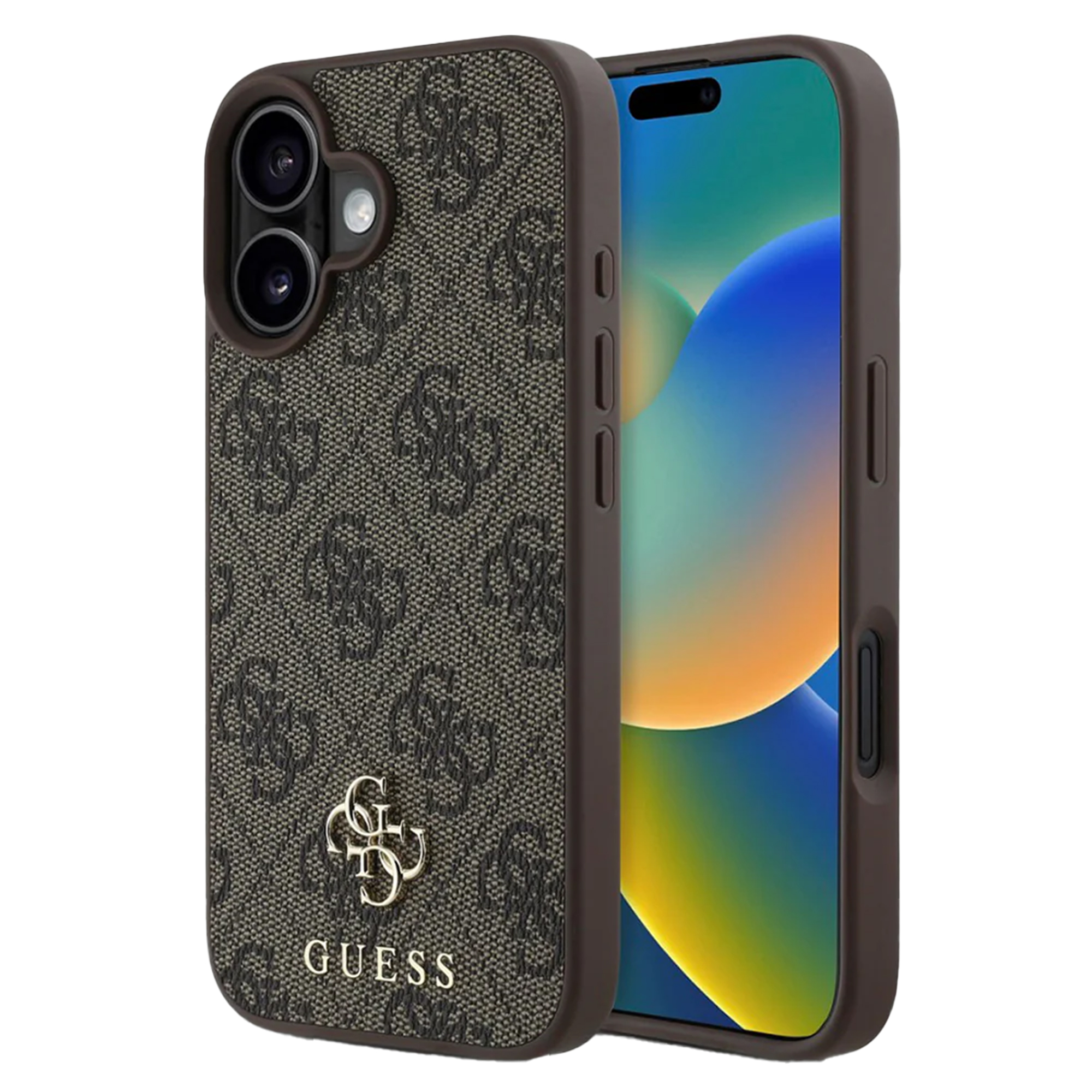 Guess 4G Metal Logo Back Cover MagSafe für das Apple iPhone 16 - Braun