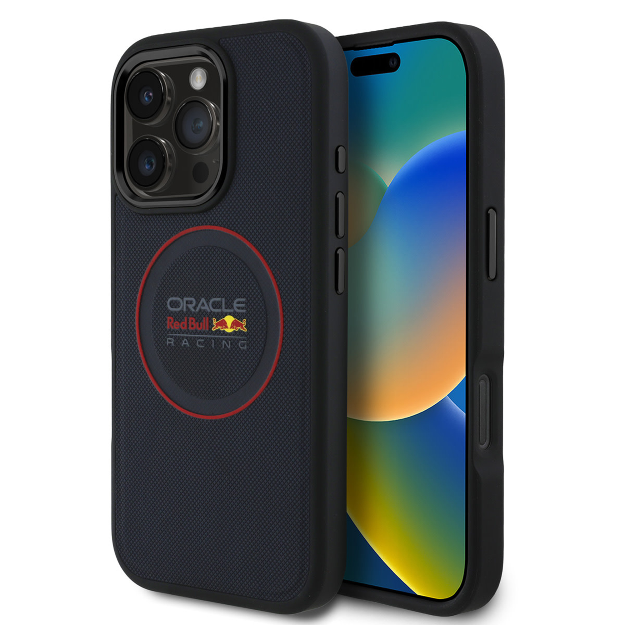 Red Bull Racing Meshed PU Leather Backcover MagSafe für das Apple iPhone 16 Pro - Navy
