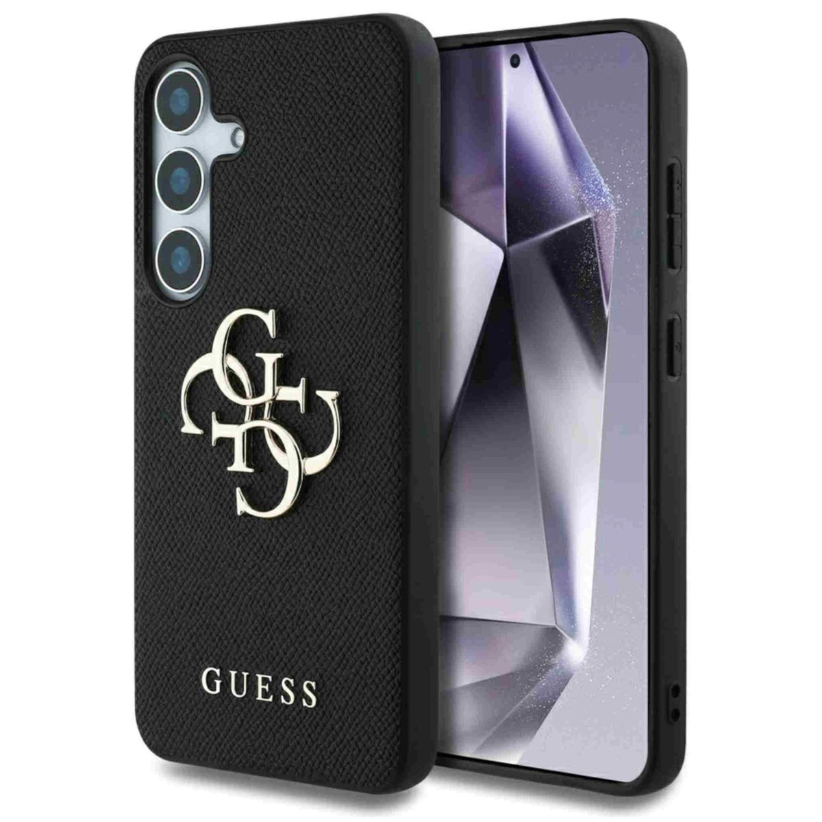 Hülle für Samsung Galaxy S25 S931, Guess, 4G Grained Big and Classic Logo, Schwarz