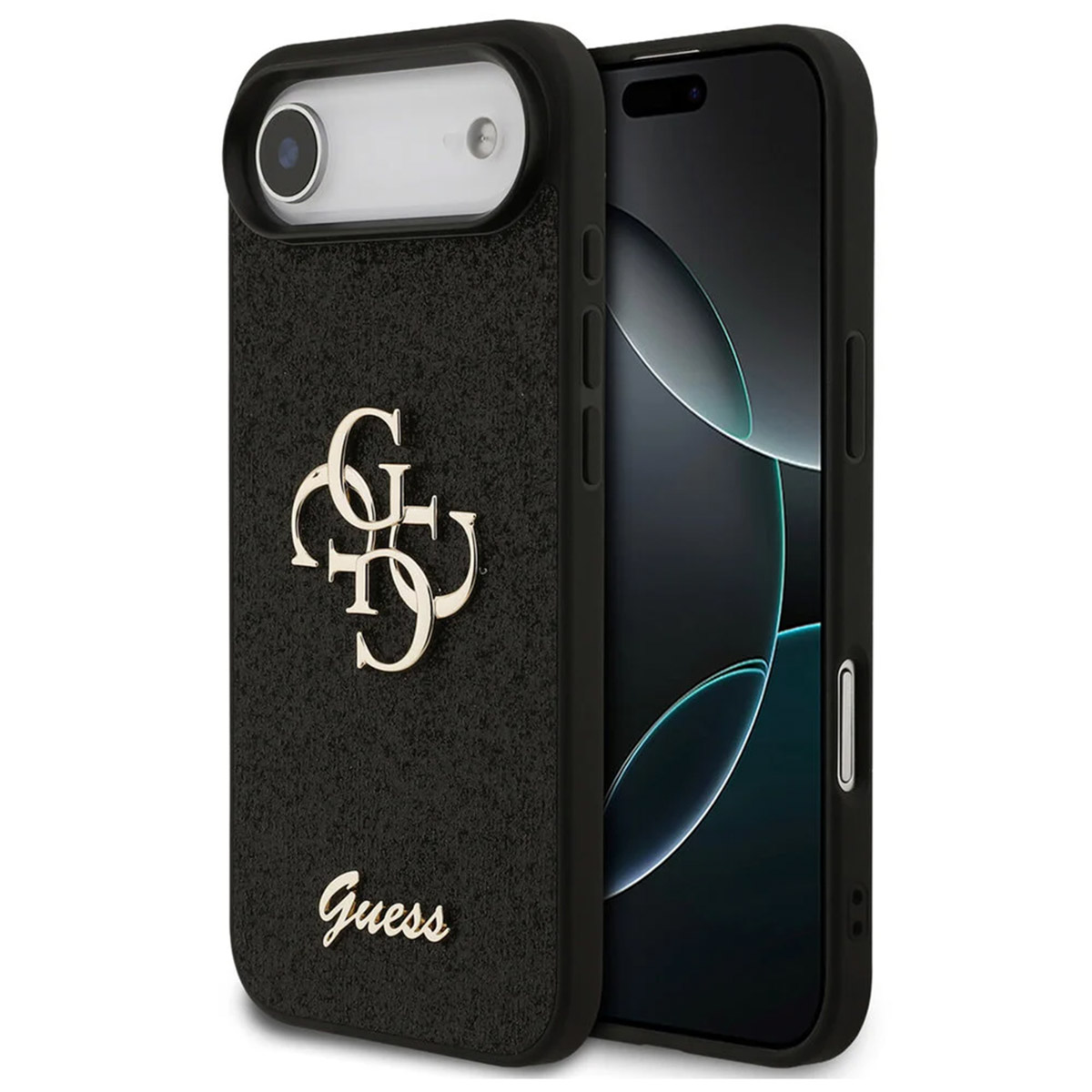 Guess 4G Metal Logo Back Cover mit Glitter für das Apple iPhone Air - Schwarz