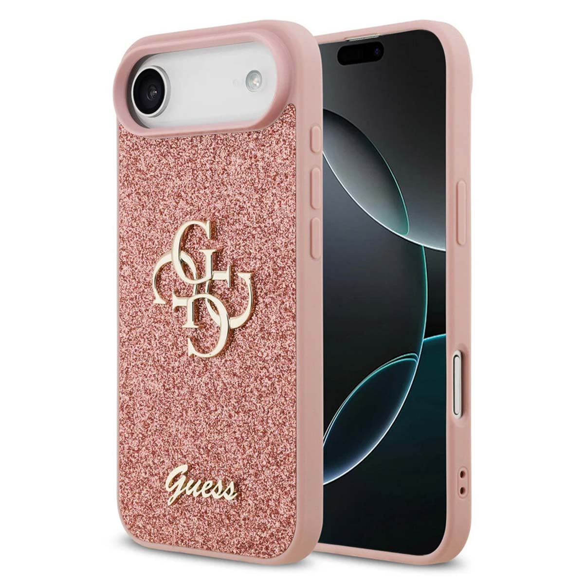 Guess 4G Metal Logo Back Cover mit Glitter für das Apple iPhone Air - Rosa