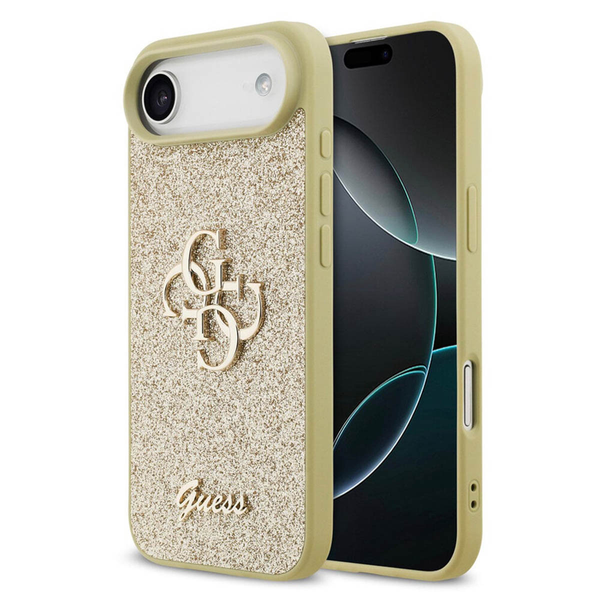 Hülle für Apple iPhone 17 Air, Guess, Fixed Glitter Big 4G, Goldfarben