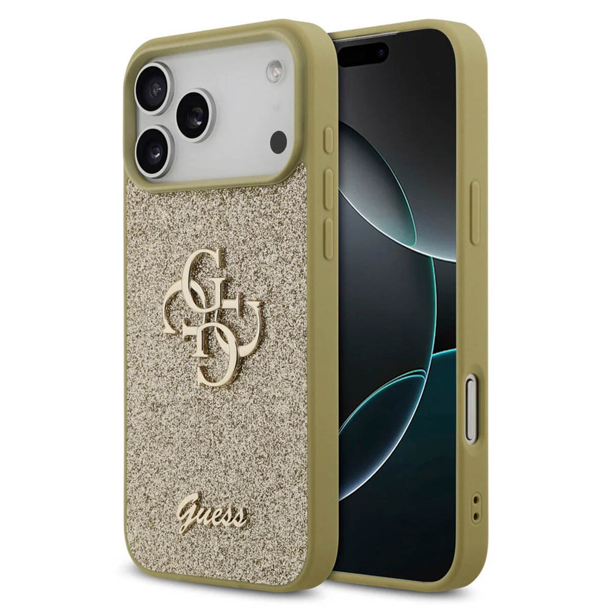 Hülle für Apple iPhone 17 Pro Max, Guess, Fixed Glitter Big 4G, Gold