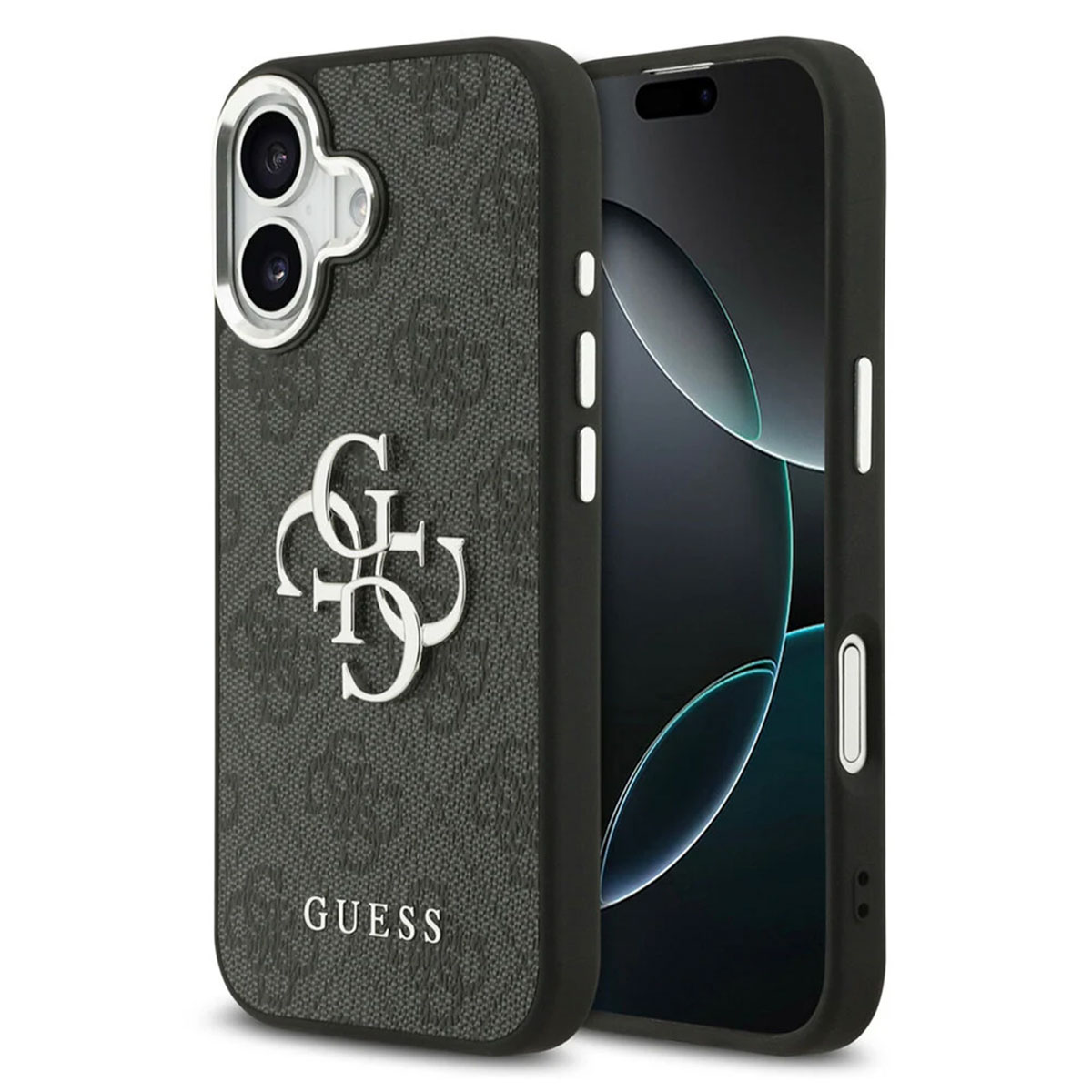 Guess 4G Metal Logo Back Cover für das Apple iPhone 17 - Silver Edge - Black