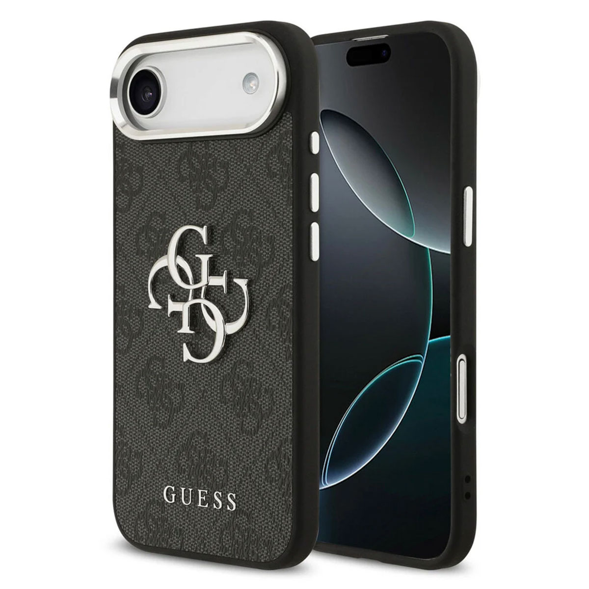 Hülle für Apple iPhone 17 Air, Guess, Big 4G Logo Classic, Schwarz Silbern
