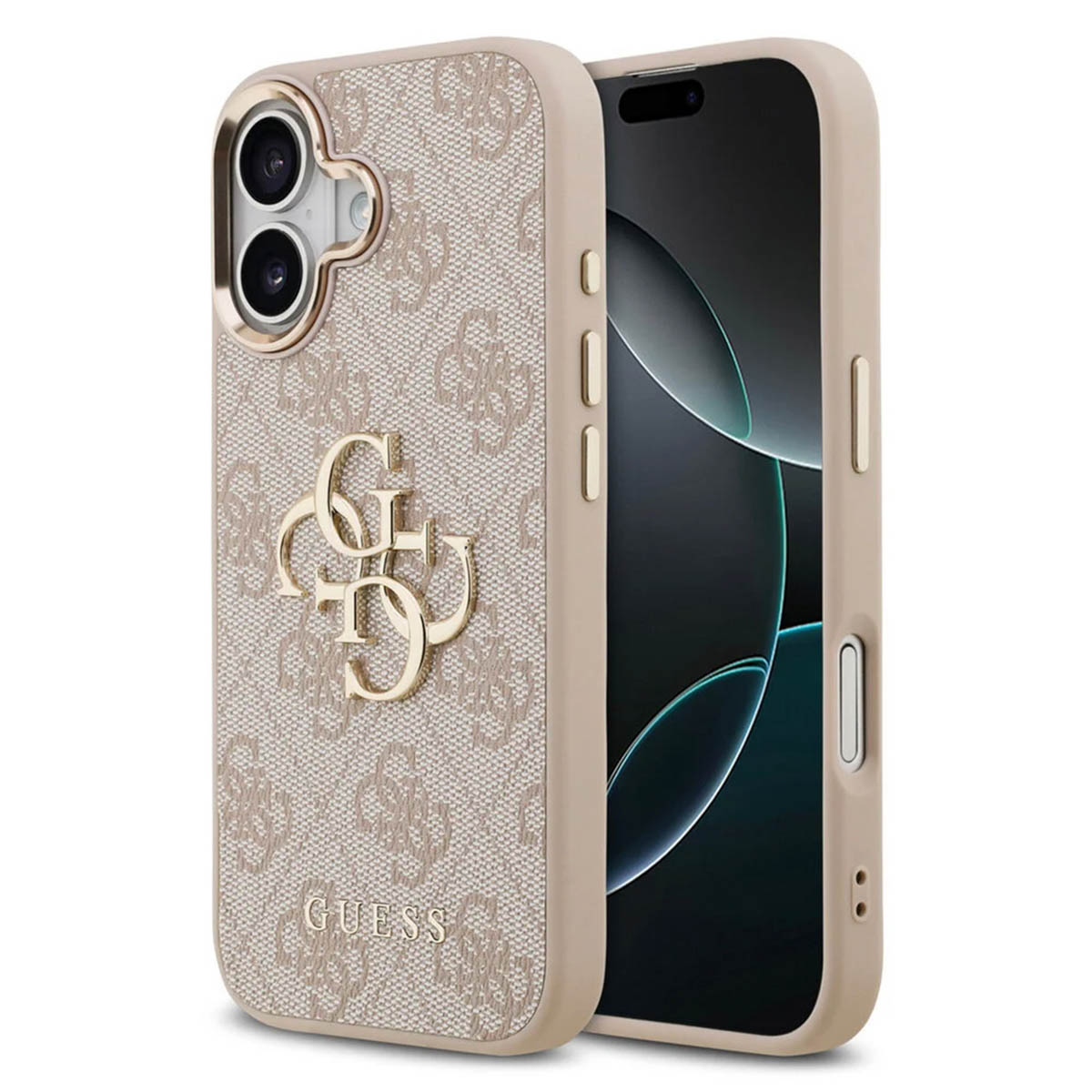 Guess 4G Metal Logo Back Cover für das Apple iPhone 17 - Gold Edge - Pink