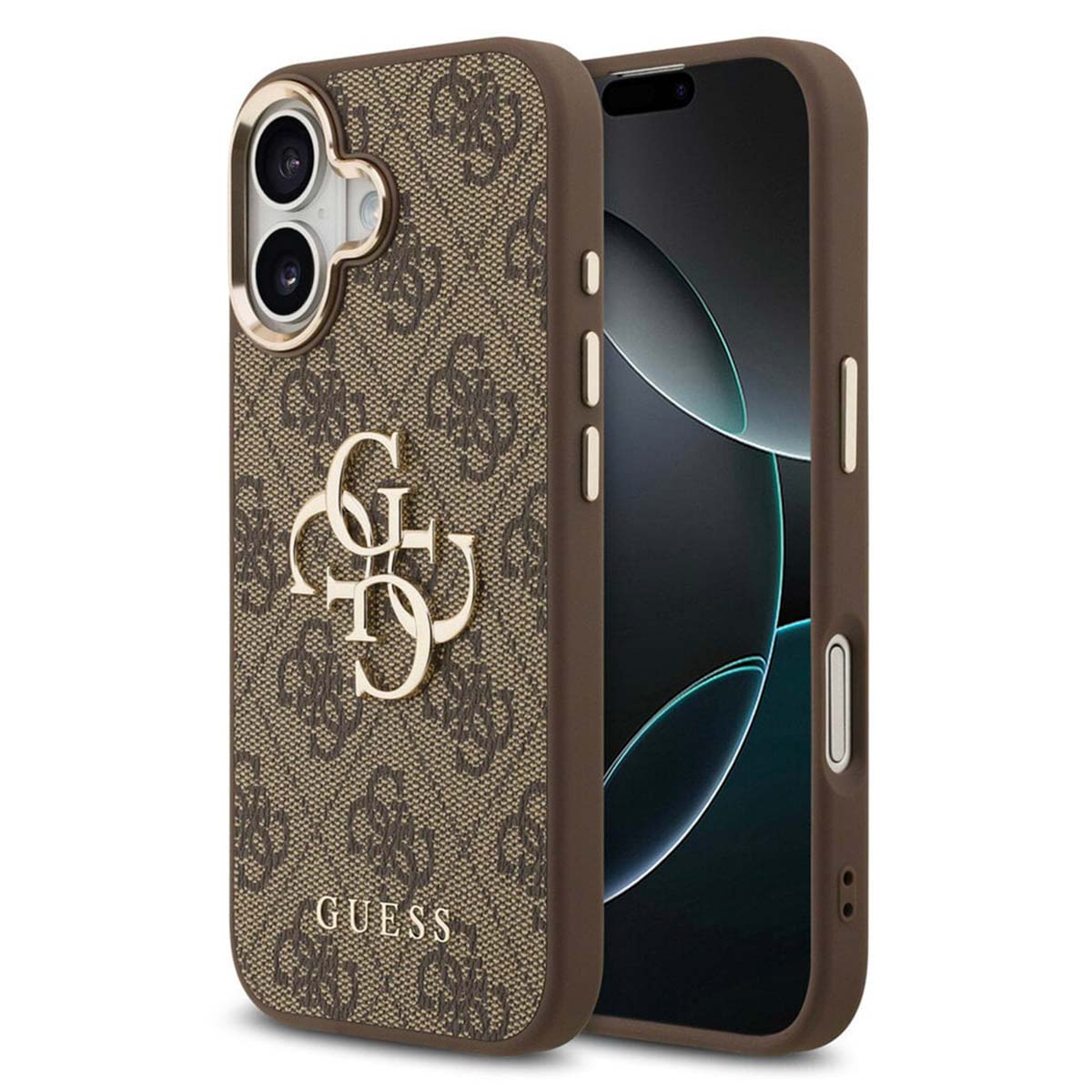 Hülle für Apple iPhone 17, Guess, Big 4G Logo Classic, Goldenes Braun
