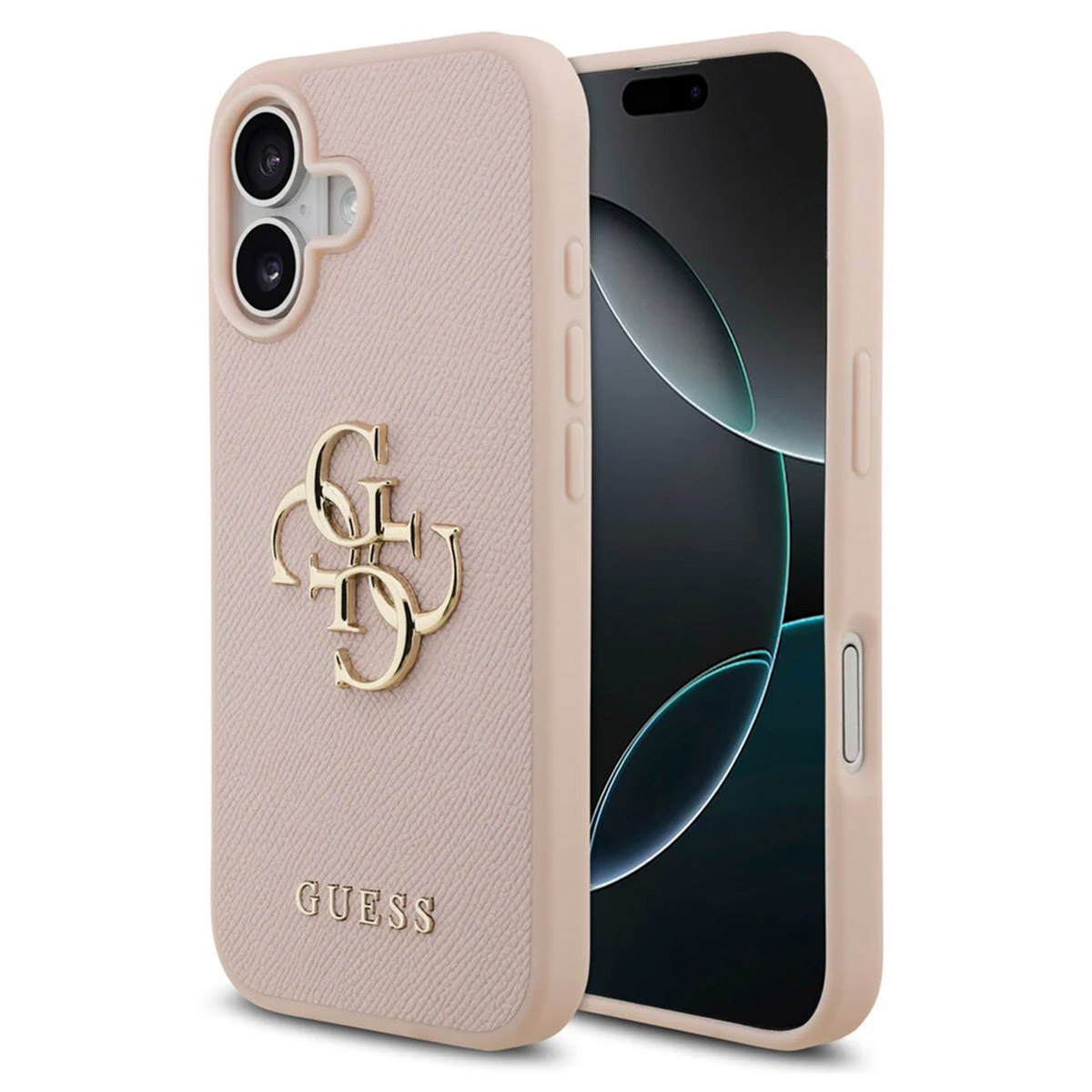Hülle für Apple iPhone 17, Guess, 4G Grained Big and Classic Logo, Rosa