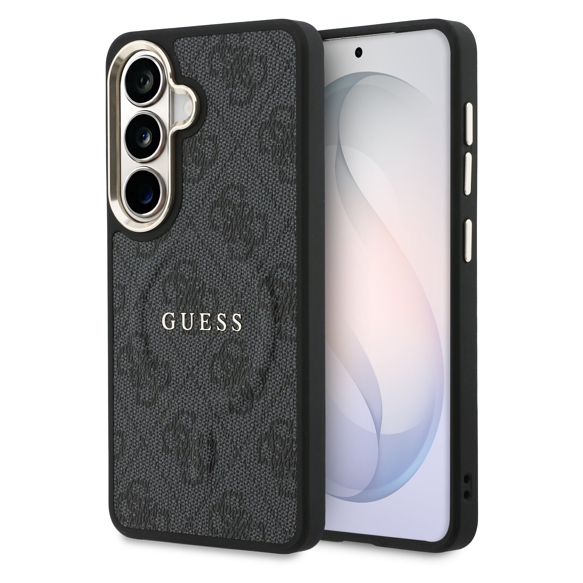 Guess 4G Leather Back Cover mit MagSafe für das Samsung Galaxy S26 - Gold Edge - Black