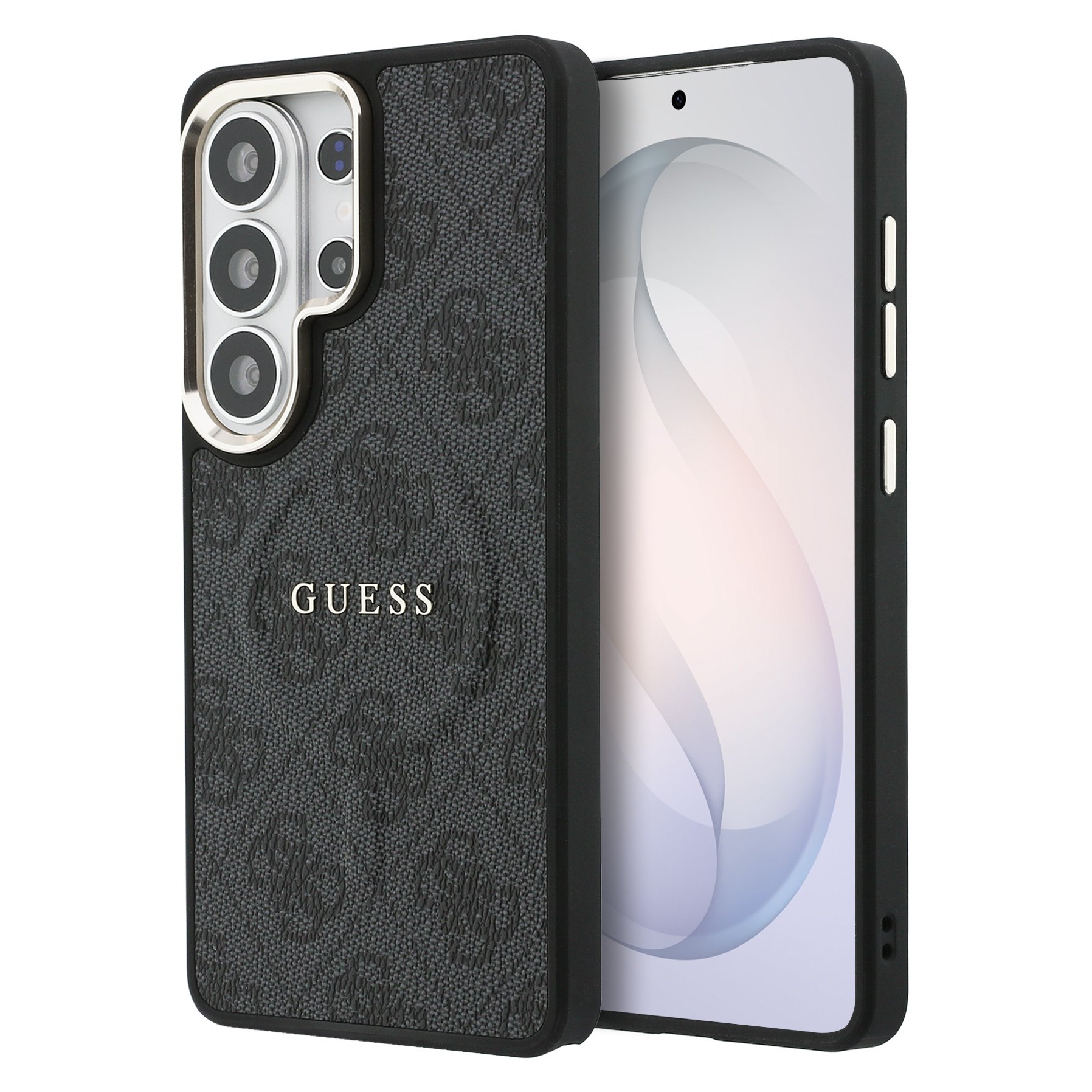 Guess 4G Leather Back Cover mit MagSafe für das Samsung Galaxy S26 Ultra - Gold Edge - Black