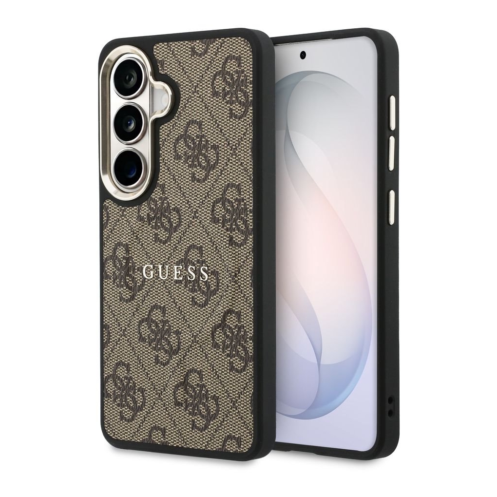 Guess 4G Leather Back Cover mit MagSafe für das Samsung Galaxy S26 - Gold Edge - Brown