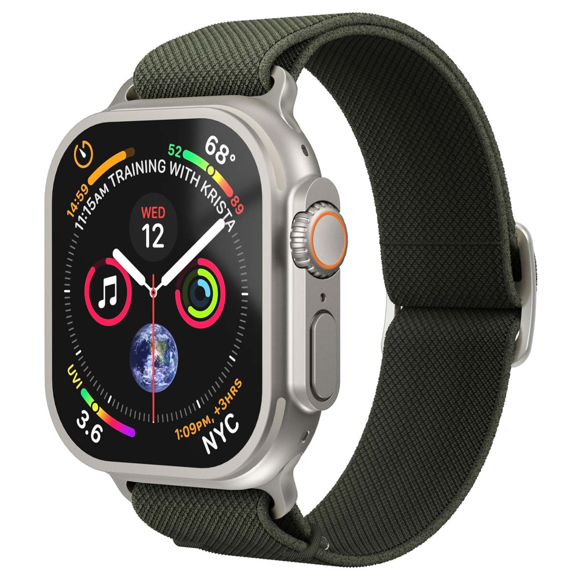 Vonmählen Classic Nylon Loop für Apple Watch 40/41/42mm, Olive; Ersatzarmband