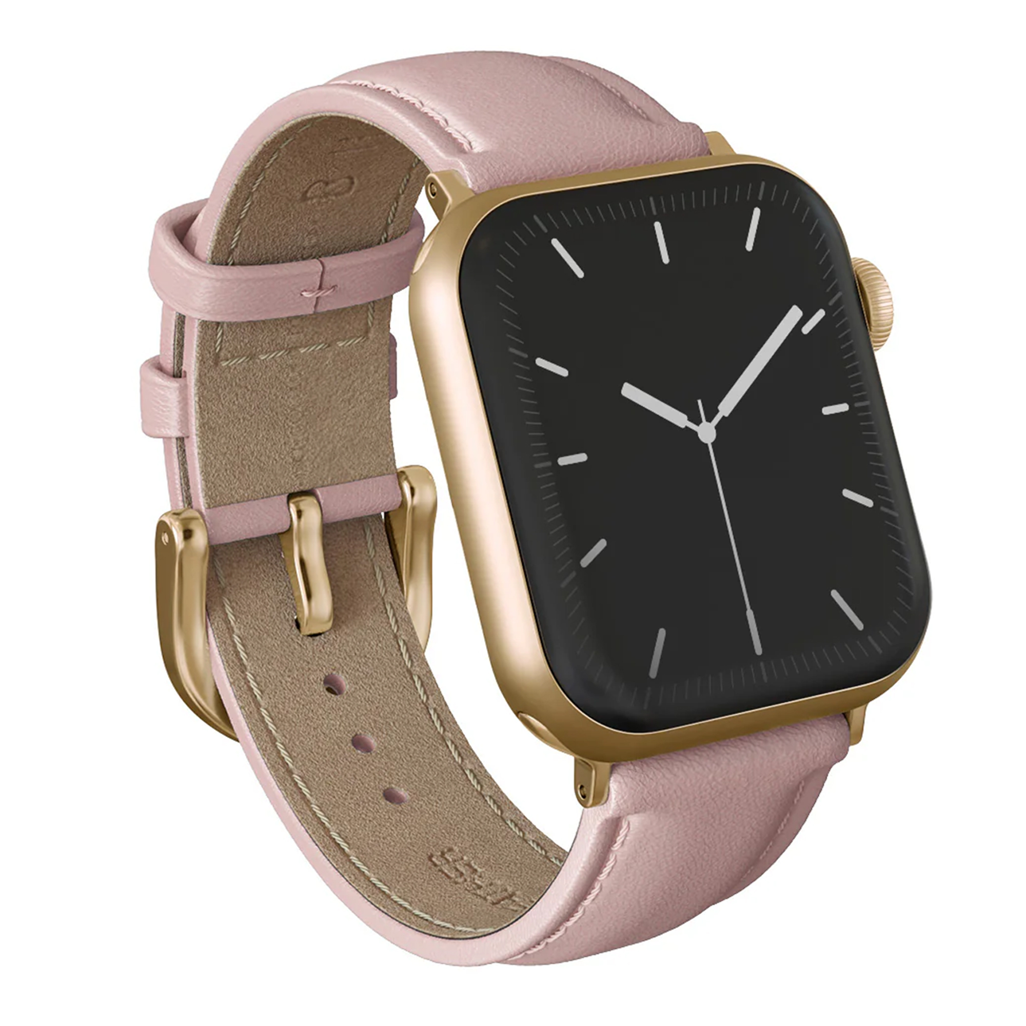 Burga Armband aus echtem Leder – Apple Watch | 44/45/46/49 mm / Universelle 20 mm Anschluss – Pillow Talk / Gold