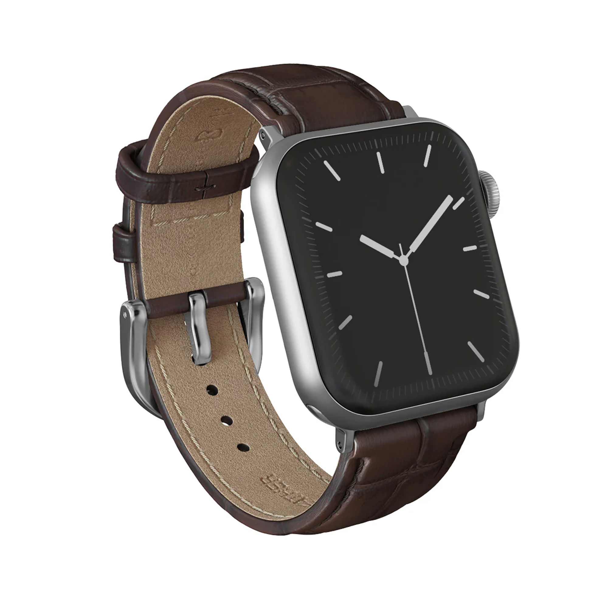 Burga Armband aus echtem Leder für Apple Watch | 38/40/41/42 mm - Espresso / Silver