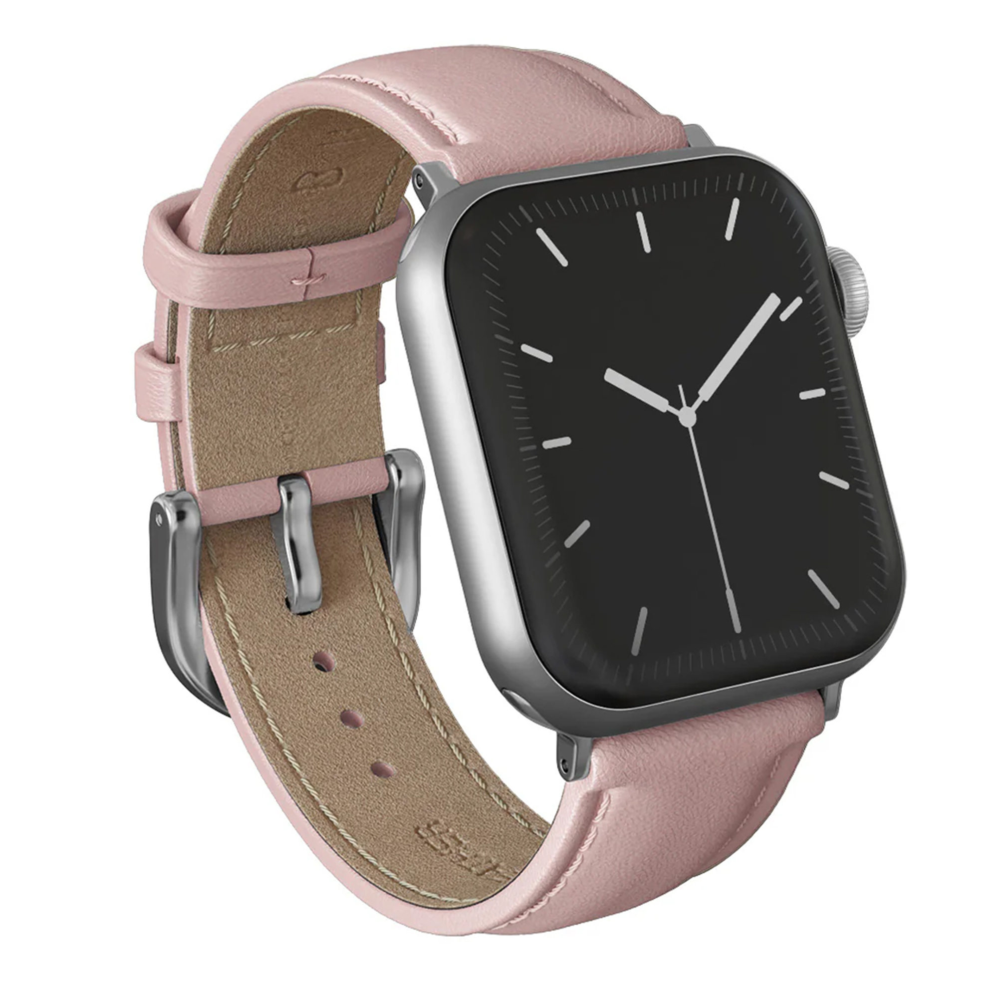 Burga Armband aus echtem Leder - Apple Watch | 44/45/46/49 mm / Universelle 20 mm Anschluss - Pillow Talk / Silver