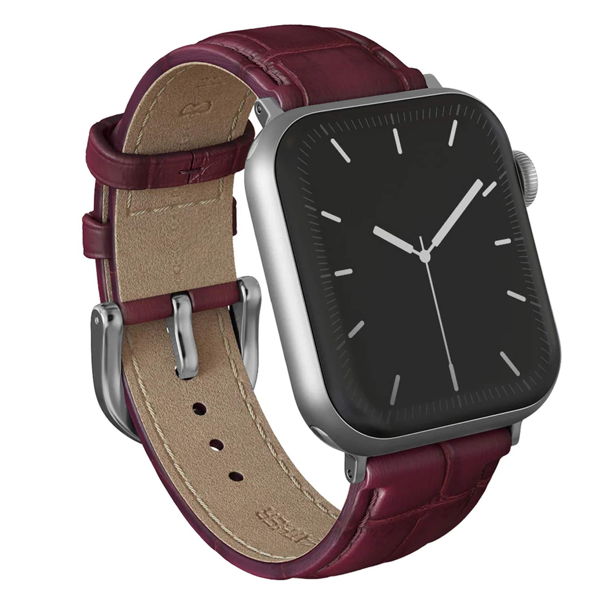 Burga Armband aus echtem Leder - Apple Watch | 44/45/46/49 mm / Universelle 20 mm Anschluss - Mobwife / Silver