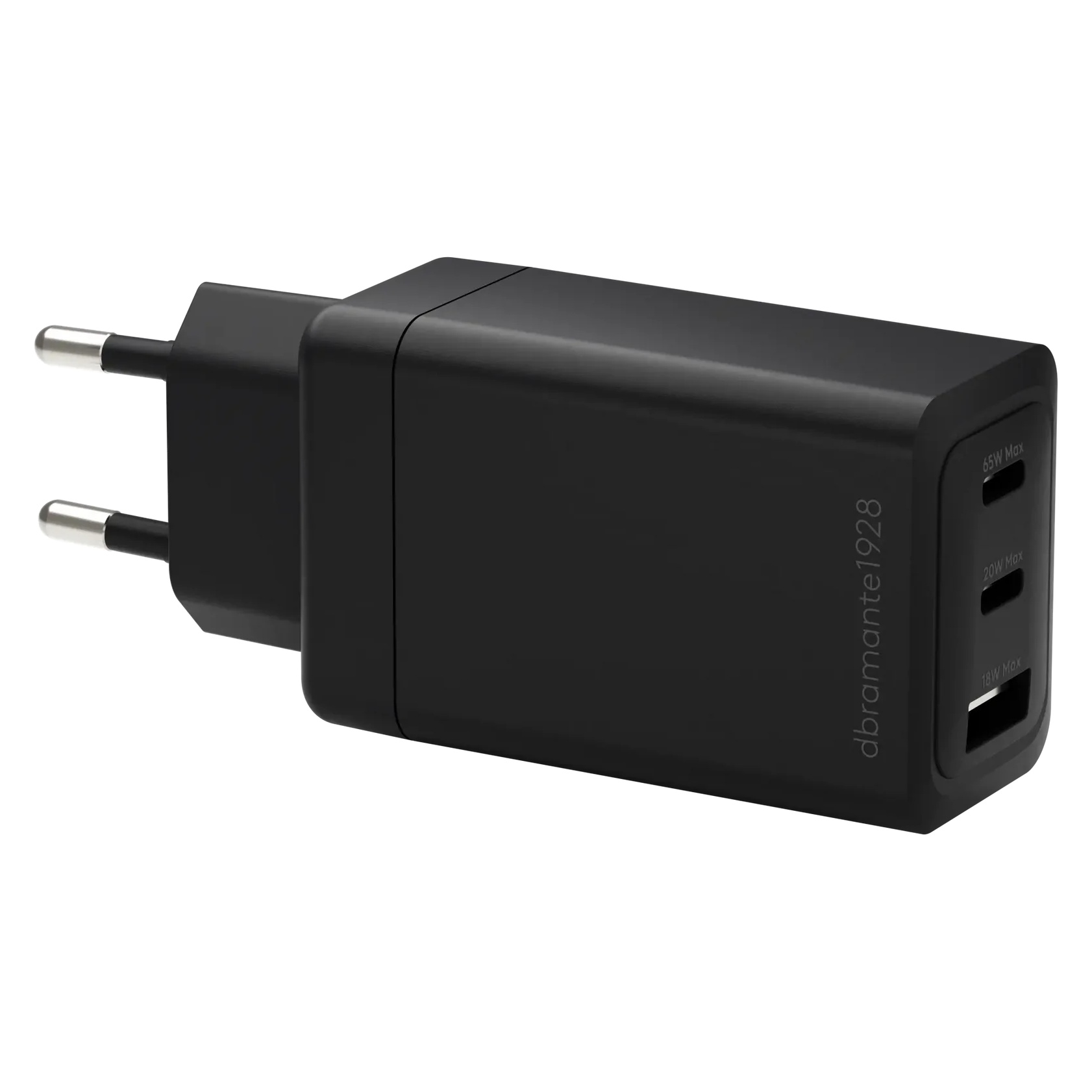 dbramante1928 Re-charge Ladegerät 2x USB-C 65 W und USB-A 18 W - Schwarz