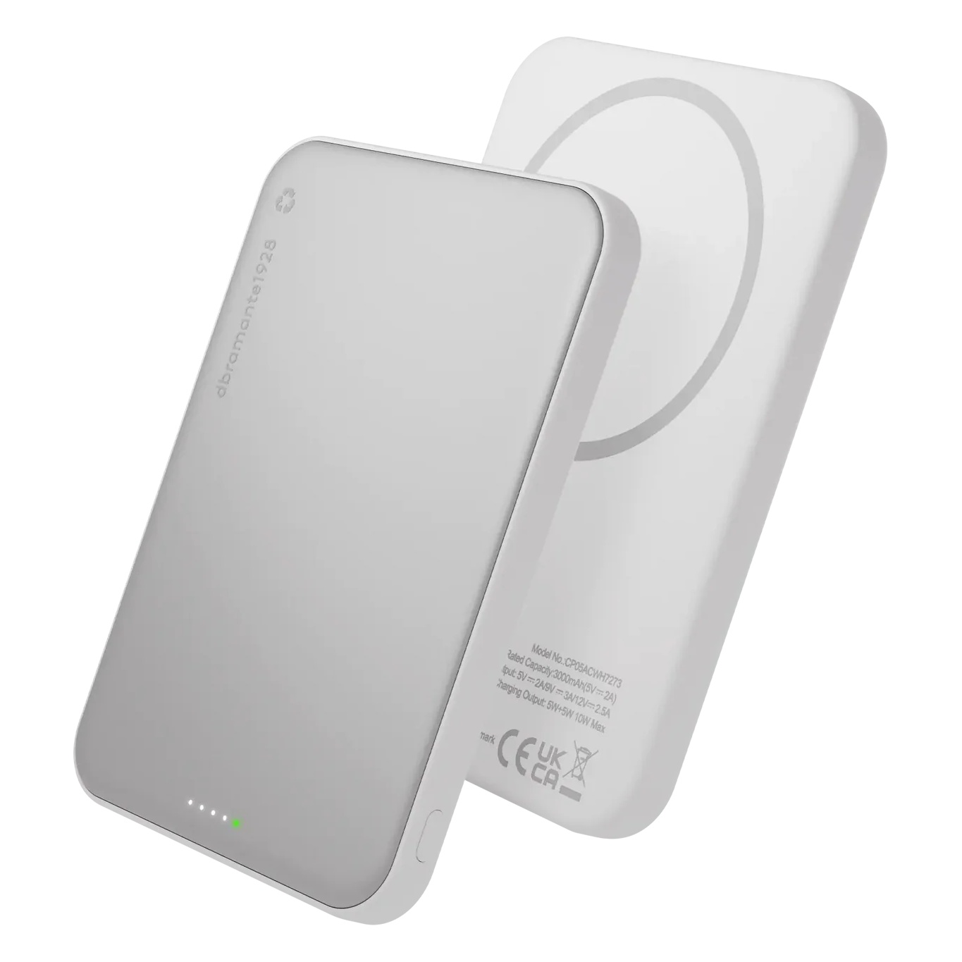dbramante1928 Re-charge Slim Powerbank 5.000 mAh - Kabellose Powerbank - Weiß
