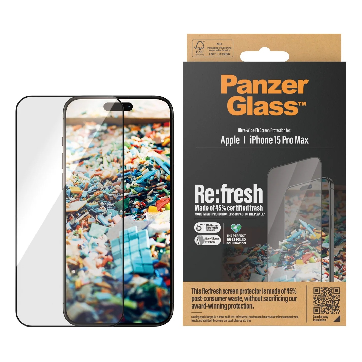 PanzerGlass Ultra-Wide Fit Antibakterieller Displayschutz für das Apple iPhone 15 Pro Max