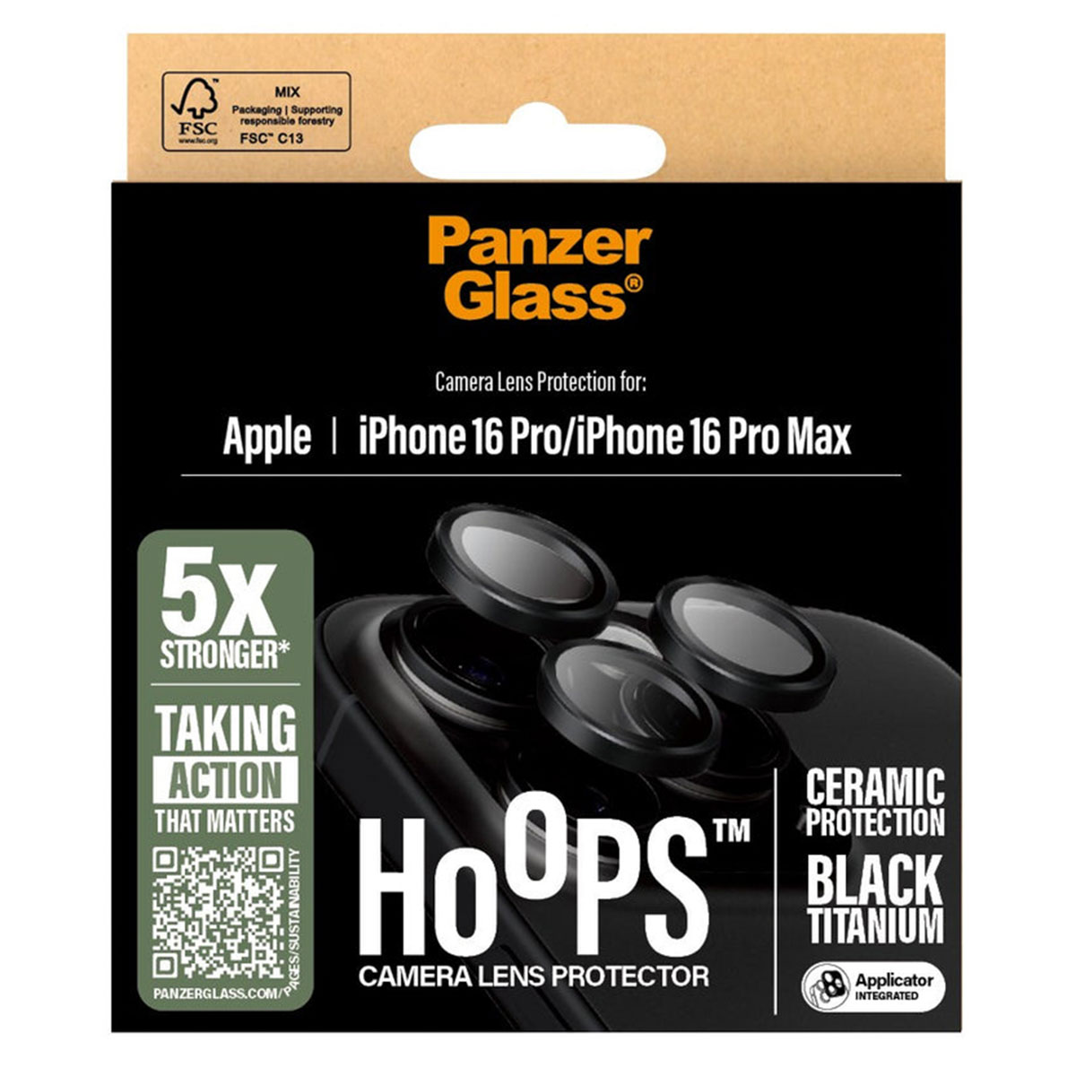 PanzerGlass Hoops Ceramic Kameralinsenschutz für das Apple iPhone 16 Pro / 16 Pro Max