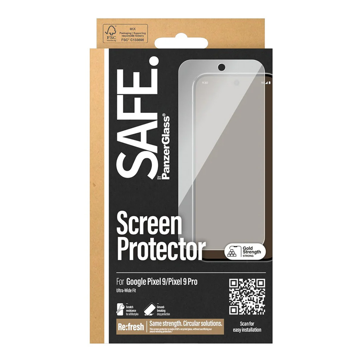 SAFE by PanzerGlass Ultra-Wide Fit Displayschutz für das Google Pixel 9 / 9 Pro