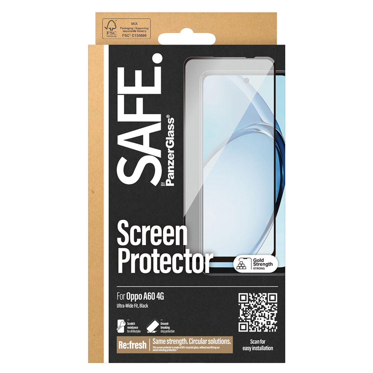 SAFE by PanzerGlass Ultra-Wide Fit Displayschutz für das Oppo A60 4G