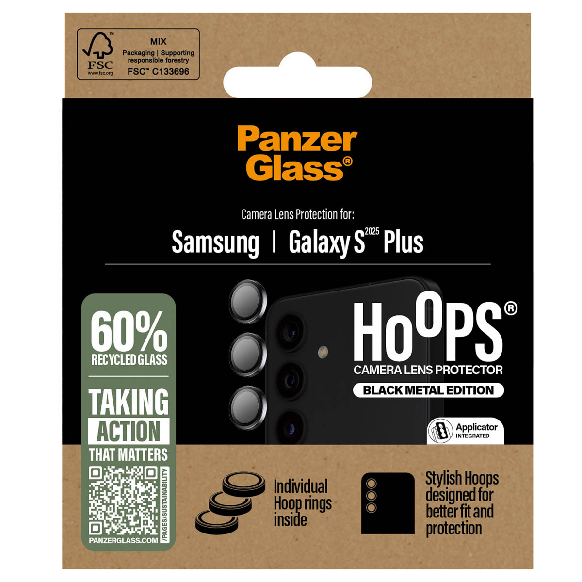 PanzerGlass Hoops Optic Rings Kameraschutz für das Samsung Galaxy S25 Plus