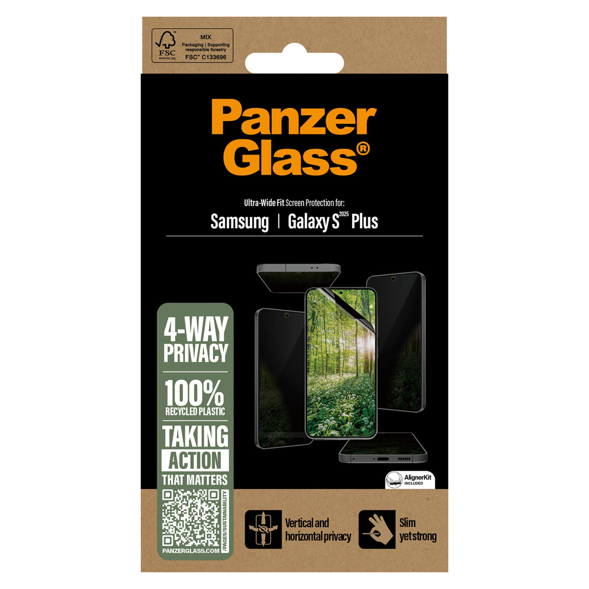 PanzerGlass Matrix Recycled 4-Wege Privacy Displayschutz für das Samsung Galaxy S25 Plus