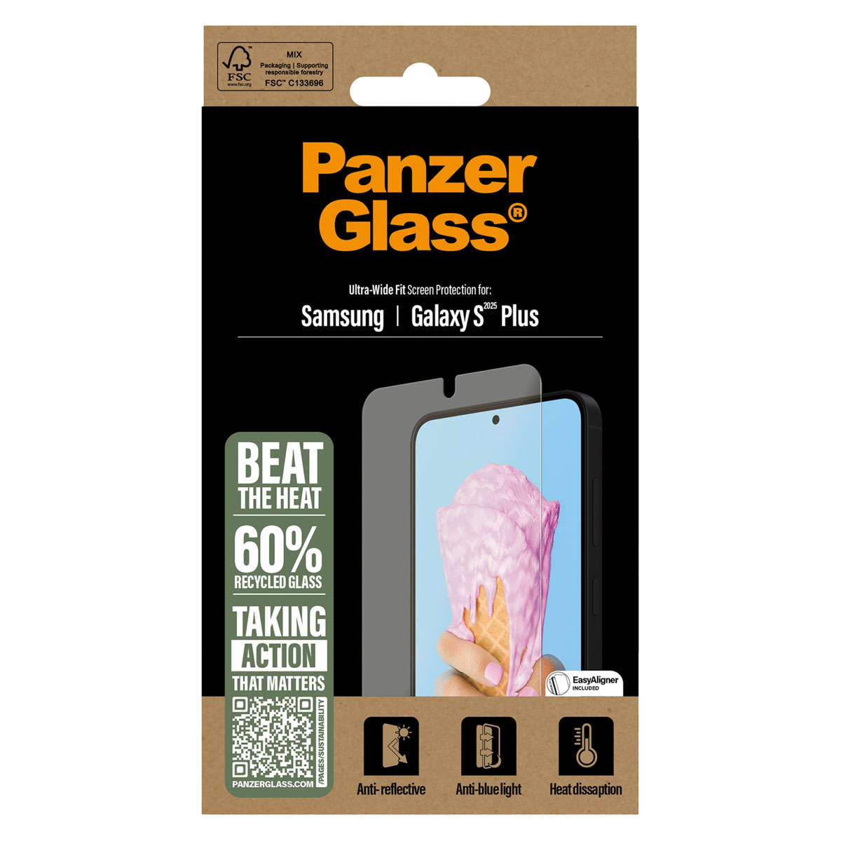PanzerGlass All-in-One Ultra-Wide antibakterieller Displayschutz für das Samsung Galaxy S25 Plus