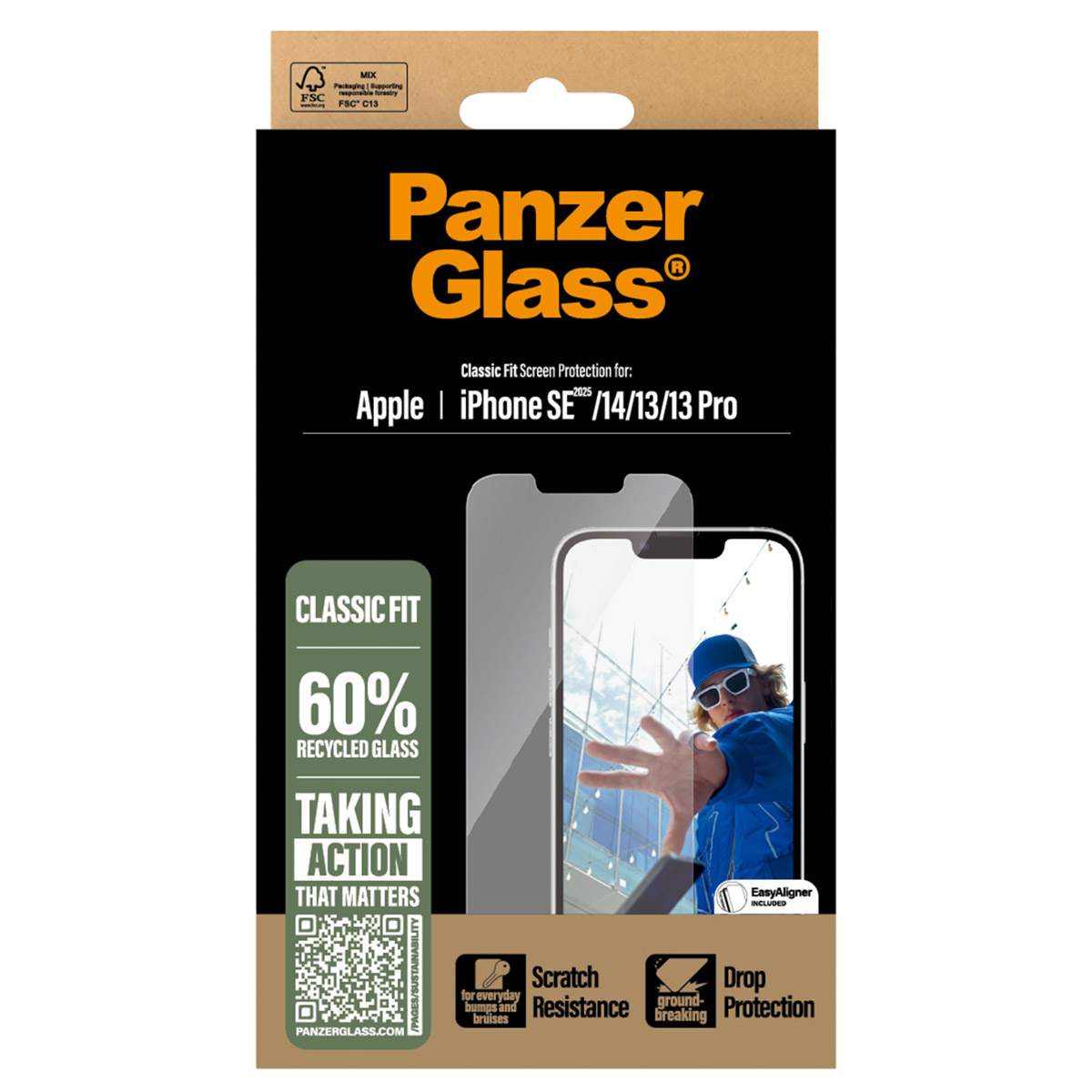 PanzerGlass Antibakterieller Screen Protector für das Apple iPhone 17e / 16e / 14 / 13 / 13 Pro