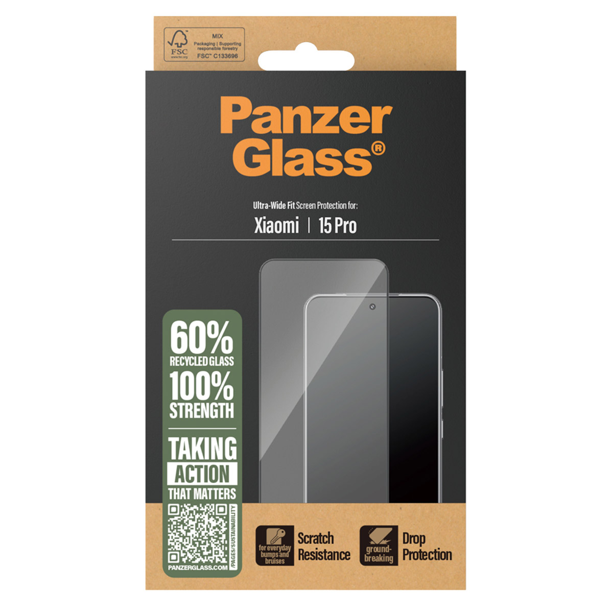 PanzerGlass Ultra-Wide Fit Antibakterieller Displayschutz für das Xiaomi 15 Pro