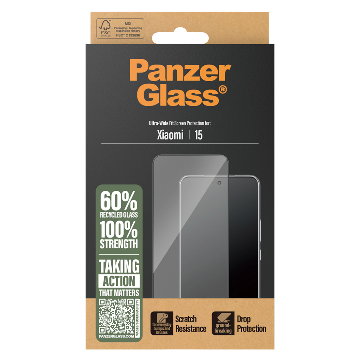 PanzerGlass Ultra-Wide Fit Antibakterieller Displayschutz für das Xiaomi 15