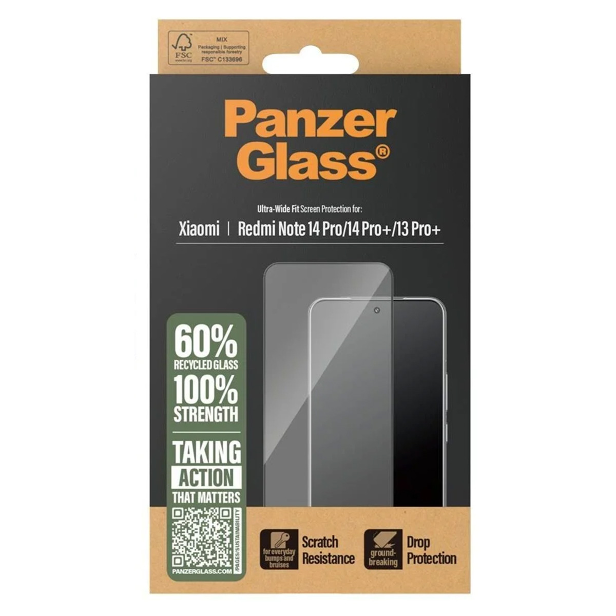 PanzerGlass Ultra-Wide Fit Antibakterieller Displayschutz für das Xiaomi Redmi Note 14 Pro (4G/5G) / 14 Pro Plus / 13 Pro Plus