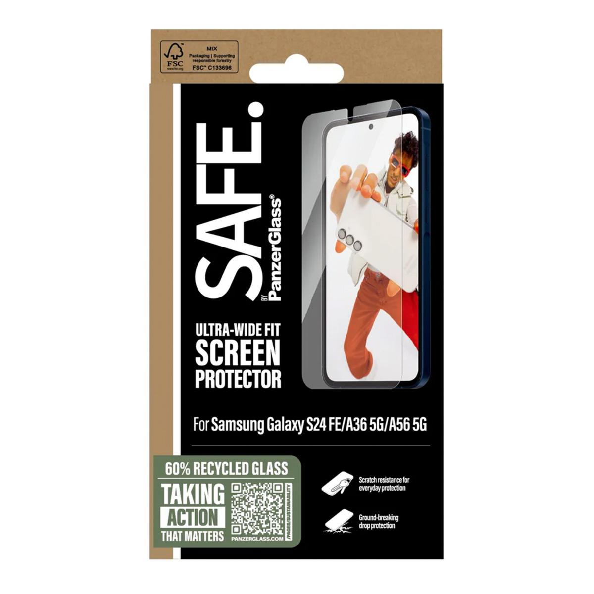SAFE by PanzerGlass Ultra-Wide Fit Displayschutz für das Samsung Galaxy S24 FE / A36 / A56