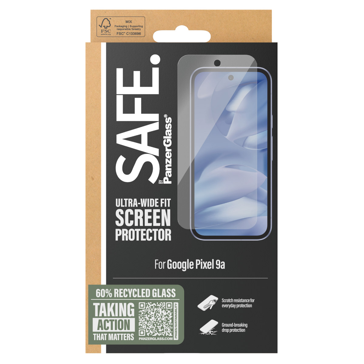 SAFE by PanzerGlass Ultra-Wide Fit Displayschutz für das Google Pixel 9A