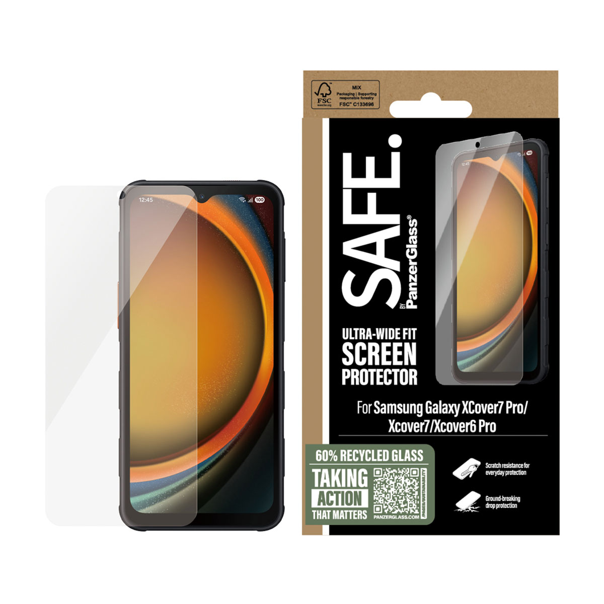 SAFE by PanzerGlass Ultra-Wide Fit Displayschutz für das Samsung Galaxy Xcover 6 Pro / 7 / 7 Pro