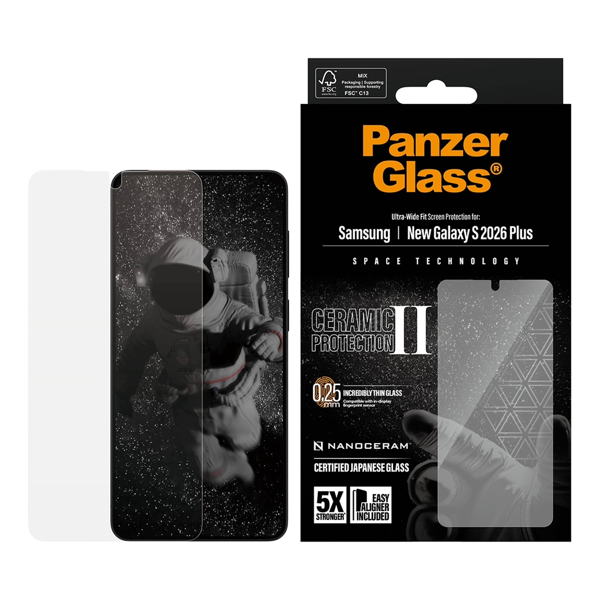 PanzerGlass Keramischer Displayschutz mit Applikator für das Samsung Galaxy S26 Plus
