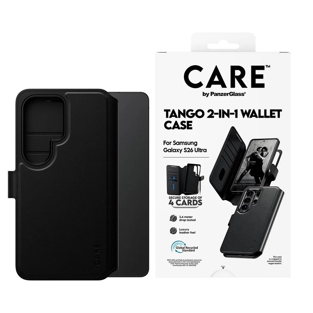 CARE by PanzerGlass Tango 2 in 1 Wallet Case MagSafe für das Samsung Galaxy S26 Ultra - Transparent