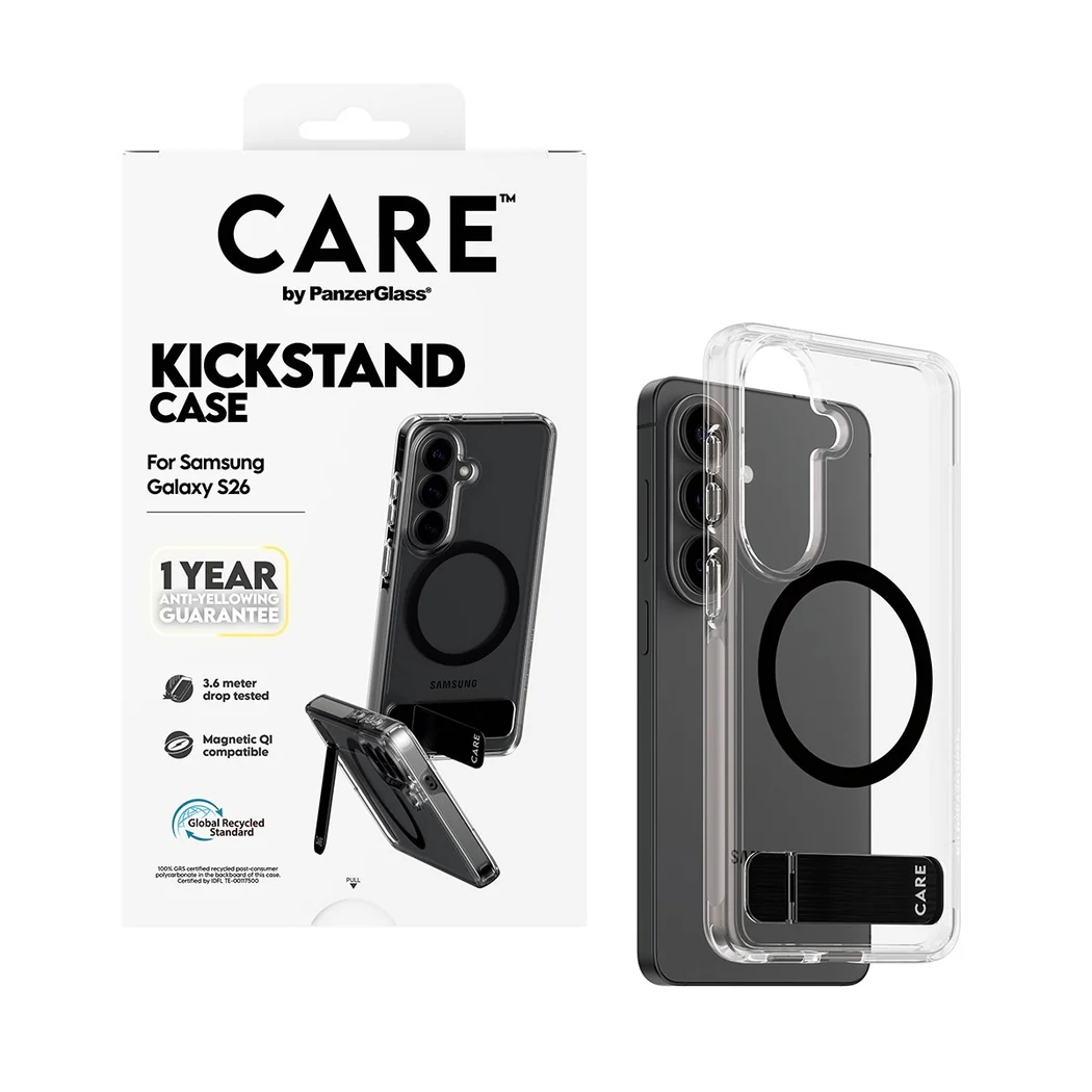 CARE by PanzerGlass Urban Explorer Transparente MagSafe Backcover mit Kickstand für das Samsung Galaxy S26 - Transparent